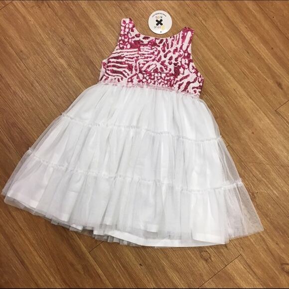 Binx Kids Girls Dress Sz 4T Pink White Zebra Print Sequins Fancy Dress NEW - Picture 4 of 7